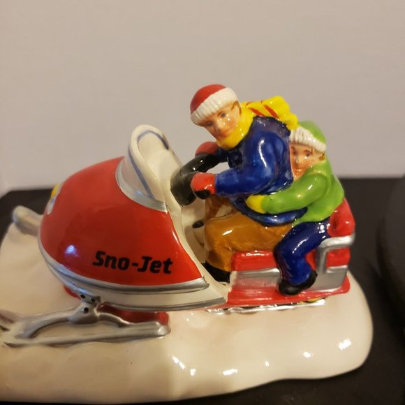 Department 56 Sno-Jet Snowmobile & Kids Around The Tree - Picture 5 of 7
